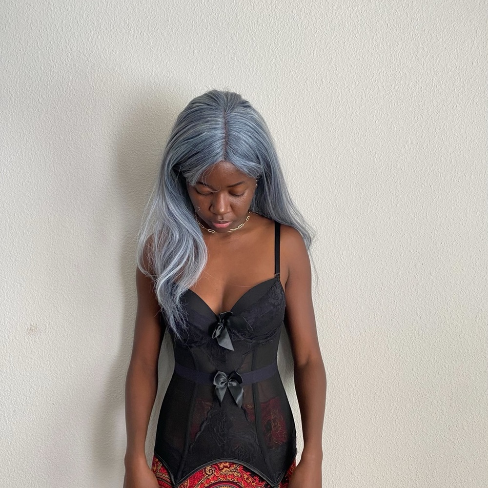 black lingerie corset
